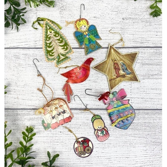 VNT 1950 60’s 70’s Christmas Holiday Ornament Set - Picture 1 of 9